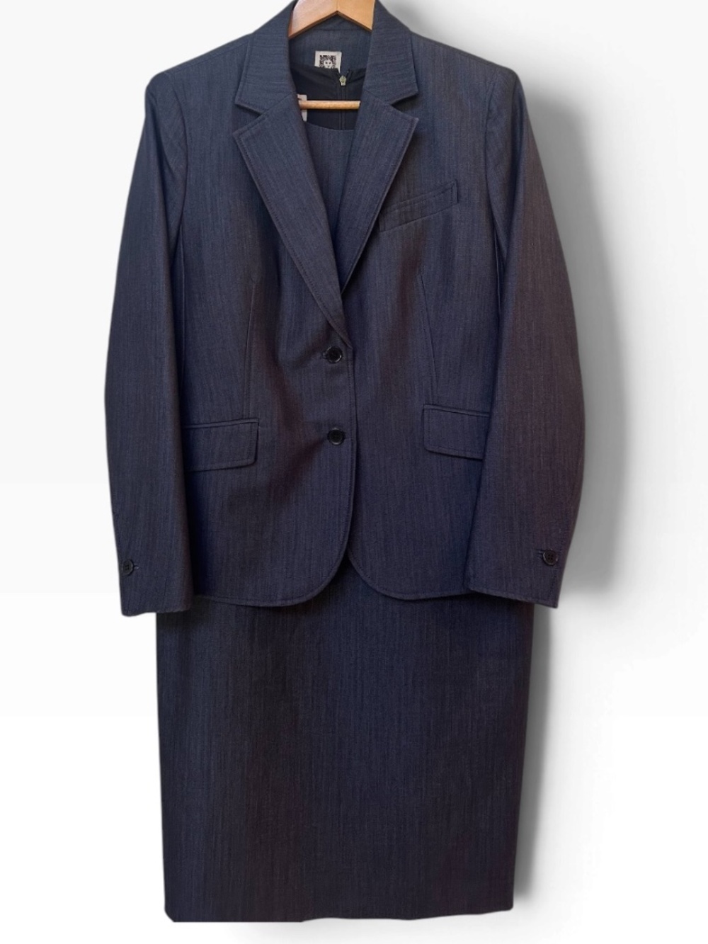 nne Klein Womens Size 12 Blue Grey 2 Piece Blazer & Sheath Dress Suit Set 💙